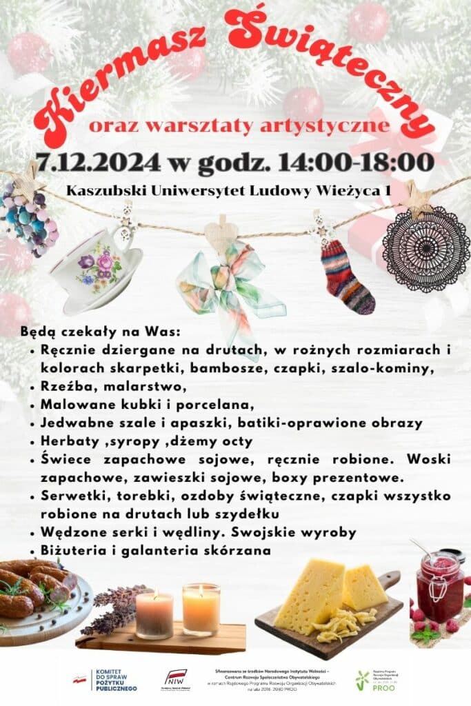 plakat informujący o jarmarku świątecznym i dniu otwartym